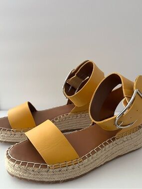 Franco Sarto Mustard Yellow Espadrille Platform Sandals